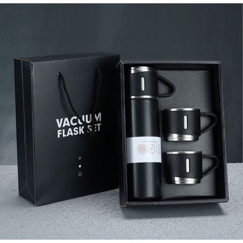 Bộ quà tặng bình giữ nhiệt cao cấp 500ml kèm 2 cốc inox có quai - Giữ nóng lạnh lâu, quà tặng ý nghĩa cho bạn bè, người thân