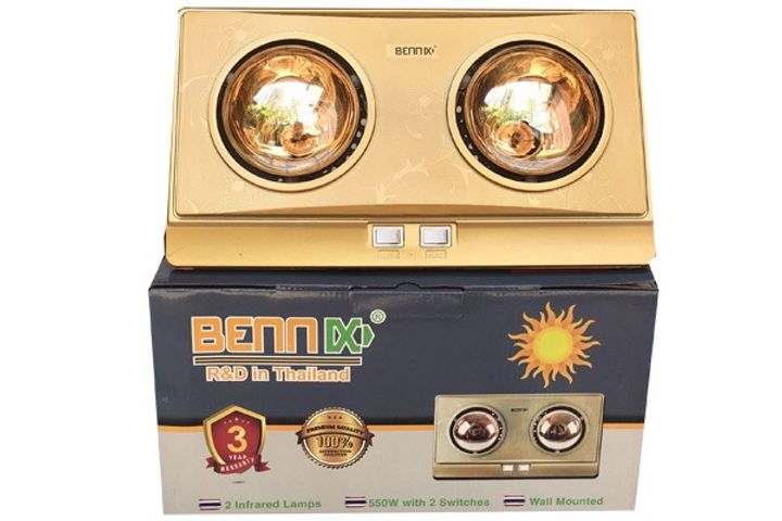 Đèn Sưởi Nhà Tắm Bennix BN-2G - 2 Bóng Sưởi 550W, Chống Nước, An Toàn Dùng Trong Phòng Tắm, Nhanh Chóng Ấm Áp