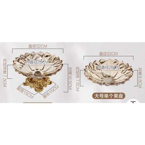 Đĩa Pha Lê Sang Trọng Để Hoa Quả & Bánh Kẹo - Trang Trí Nội Thất Tinh Tế Cho Phòng Khách & Nhà Hàng, Quà Tặng Độc Đáo