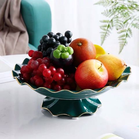 Đĩa Sứ Viền Vàng Để Hoa Quả - Thiết Kế Hiện Đại, Quà Tặng Ý Nghĩa Cho Người Thân - Chất Liệu Cao Cấp, Độ Bền Cao