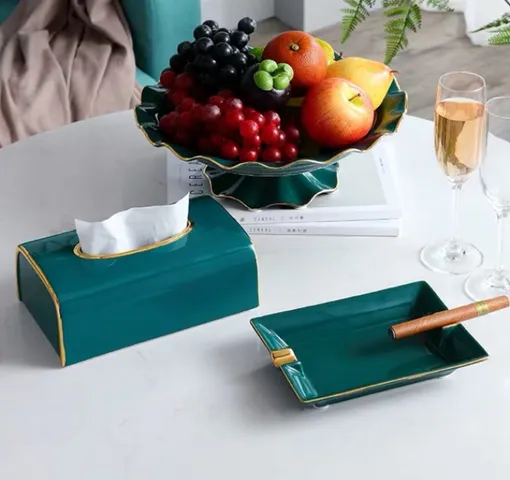 Đĩa Sứ Viền Vàng Để Hoa Quả - Thiết Kế Hiện Đại, Quà Tặng Ý Nghĩa Cho Người Thân - Chất Liệu Cao Cấp, Độ Bền Cao