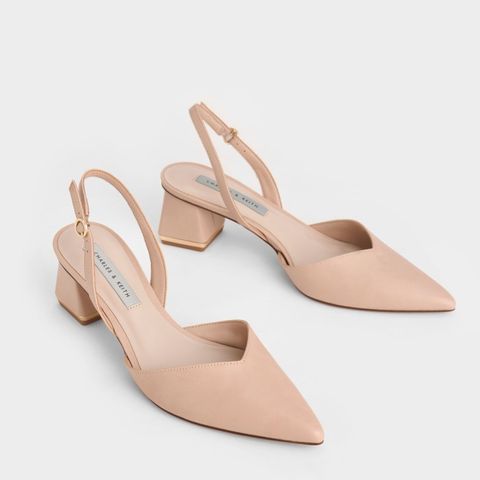 Charles & Keith Women's Trapeze Heel Slingback Pumps