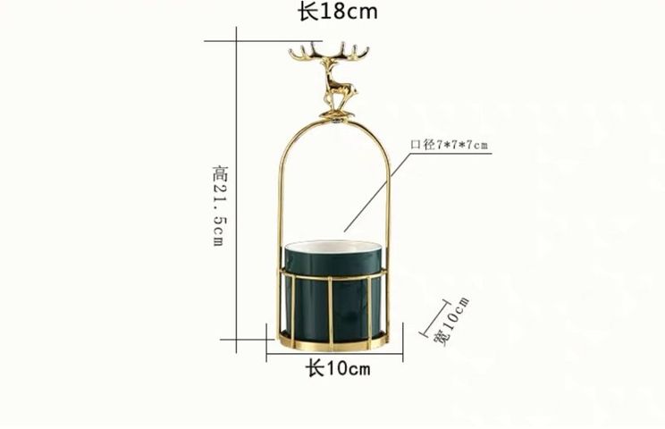 Giỏ Cắm Hoa Gốm Sứ Hình Hươu Vàng - Trang Trí Nhà Cửa Sang Trọng Kèm Hoa, Quà Tặng Độc Đáo