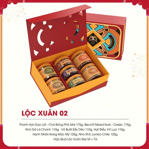 Hộp quà Tết Lộc Xuân 02 Mama's Food - Bộ quà Tết 7 sản phẩm đồ khô chất lượng, món quà ý nghĩa cho năm mới an khang thịnh vượng