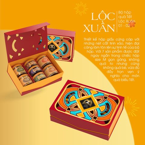 Hộp quà Tết Lộc Xuân 02 Mama's Food - Bộ quà Tết 7 sản phẩm đồ khô chất lượng, món quà ý nghĩa cho năm mới an khang thịnh vượng