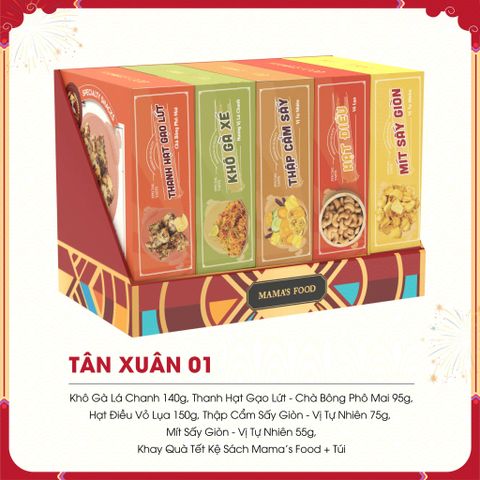 Hộp quà Tết Tân Xuân 01 Mama’s Food - Đồ khô chất lượng, quà tặng ý nghĩa cho mùa xuân, biếu tặng đối tác và người thân