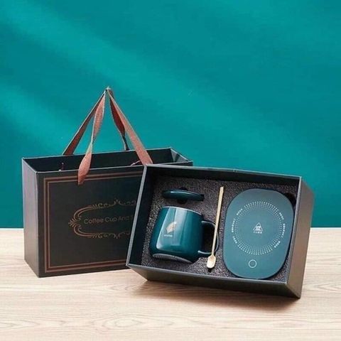 Hộp Quà Tặng Cốc Hâm Nóng Sứ Kèm Đế Điện - Giữ Nhiệt Cafe, Trà, Quà Tặng Ý Nghĩa Cho Mẹ Bỉm Sữa, Văn Phòng, Học Sinh