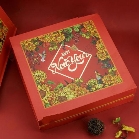 Hộp Quà Tết Cao Cấp Happybox - HPH003 Đỏ Sang Trọng, Quà Tặng Tết Độc Đáo, Bánh Kẹo Nhập Khẩu, Giao Hàng Toàn Quốc