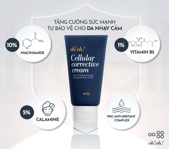 Kem Dưỡng Phục Hồi Da Oh!Oh! Cellular Corrective Cream 30ml - Chứa Niacinamide, Tăng Cường Độ Ẩm, Làm Dịu Da, Mờ Vết Thâm, Chống Oxy Hóa