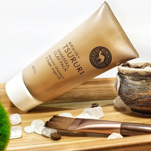 Mặt Nạ Đất Sét Tsururi Ghassoul Clay Pack - Loại Bỏ Tế Bào Chết, Kiểm Soát Dầu Nhờn, Cải Thiện Mụn Đầu Đen, Da Mặt Thông Thoáng.