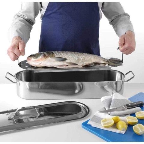 Nồi Hấp Cá Kitchen Craft Thép Cao Cấp Có Nắp Đậy - Kích Thước 45cm, Giữ Hương Vị Thức Ăn Thơm Ngon, An Toàn Sức Khỏe