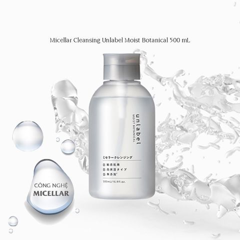 Nước Tẩy Trang Không Cồn Unlabel Moist Botanical 500ml - Sạch Da, Cấp Ẩm, Chiết Xuất Thiên Nhiên, An Toàn Với Mọi Loại Da