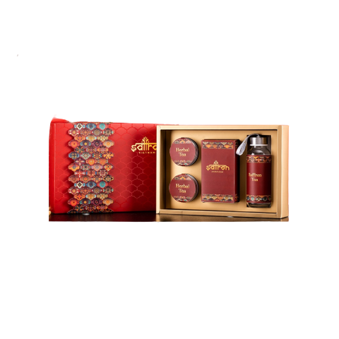 Set quà Tết Saffron Jahan 0.5g và trà hoa nhài, cúc - Quà tặng sức khỏe cho người thân, bạn bè, đối tác
