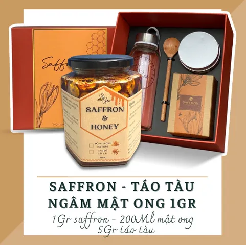 Set Saffron 1g và Táo Tàu Ngâm Mật Ong Bee Beauty - Tăng Cường Sức Khỏe, Cải Thiện Giấc Ngủ và Tốt Cho Dạ Dày
