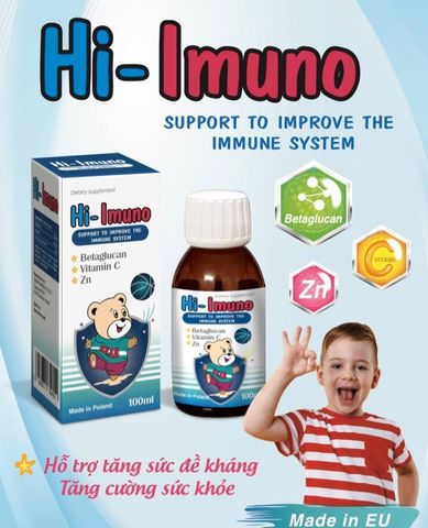 Siro Hi-Imuno Tăng Đề Kháng Cho Trẻ Từ 1 Tuổi - Hỗ Trợ Miễn Dịch, Vị Ngọt Dễ Uống, 100ml