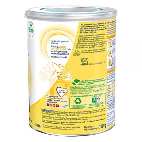 Sữa Bột Cho Bé Nestle Beba Nội Địa Đức 800g - Hỗ Trợ Phát Triển Toàn Diện Từ Sơ Sinh Đến 2 Tuổi, Bổ Sung Protein Và Dưỡng Chất Thiết Yếu