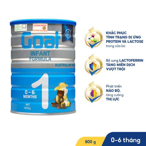 Sữa Dê Royal Ausnz Goat Infant Formula 1 - Dinh Dưỡng Toàn Diện Cho Trẻ 0-6 Tháng, Hộp 800g, Hỗ Trợ Hệ Tiêu Hóa Khỏe Mạnh