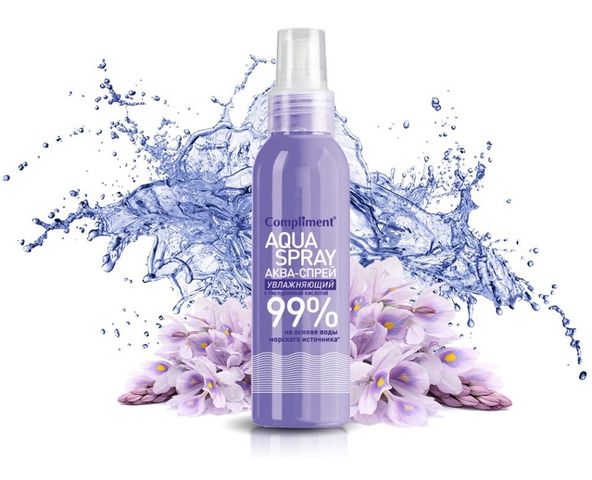 Xịt Khoáng Compliment Aqua Spray 99% - Cấp Ẩm & Phục Hồi Da, Chai 200ml, Giúp Da Mịn Màng & Trẻ Khỏe, Hàng Chính Hãng Nga