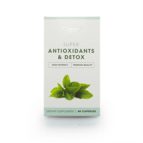 Viên uống thanh lọc cơ thể Rene Super Antioxidants & Detox - Hỗ trợ giảm cân, trẻ hóa da, lọ 40 viên, tăng cường sức khỏe và năng lượng