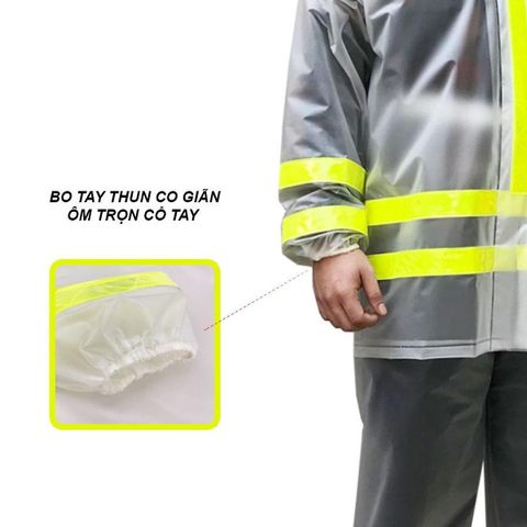 Áo Mưa Bộ Phản Quang Rando ASPC-02 - Trang Phục Chống Nước Cho Công Trường, Hoạt Động Ngoài Trời, Có Nón Tháo Rời