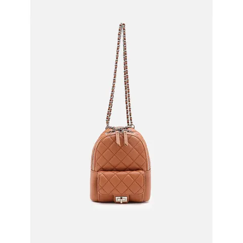 Balo Pazzion Lenora Classic Gold Strap Mini Backpack 02900178CAN Caramel