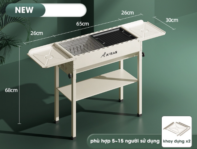 Bếp Nướng Than Hoa BBQ Ngoài Trời Gấp Gọn - Dễ Dàng Mang Theo & Phù Hợp Cho Cắm Trại, Tiệc Tùng, Kích Thước 30x65cm