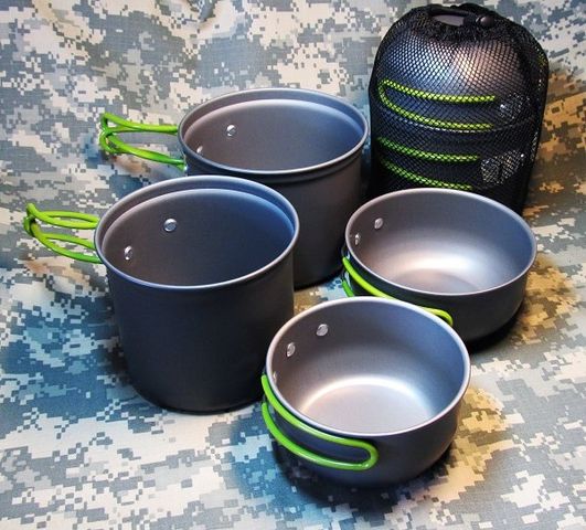 Bộ 4 Nồi Tay Cầm Xếp Gọn Chống Dính - Hợp Kim Nhôm Bền Đẹp, Tiện Lợi Cho Gia Đình 2-4 Người, Phù Hợp Với Dã Ngoại