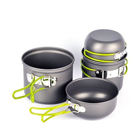 Bộ 4 Nồi Tay Cầm Xếp Gọn Chống Dính - Hợp Kim Nhôm Bền Đẹp, Tiện Lợi Cho Gia Đình 2-4 Người, Phù Hợp Với Dã Ngoại