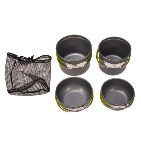 Bộ 4 Nồi Tay Cầm Xếp Gọn Chống Dính - Hợp Kim Nhôm Bền Đẹp, Tiện Lợi Cho Gia Đình 2-4 Người, Phù Hợp Với Dã Ngoại