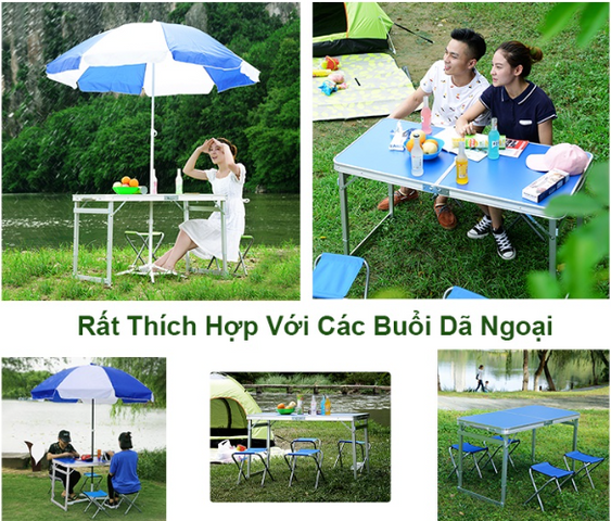 Bộ bàn ghế gấp cắm trại du lịch LY1 - Độ cao tùy chỉnh, chất liệu bền chắc, tiện lợi cho dã ngoại và gia đình, 1 bàn 4 ghế gọn nhẹ