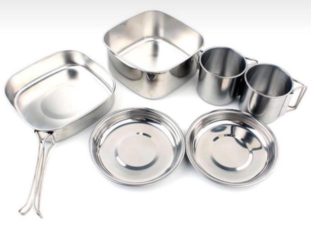 Bộ Nồi Dã Ngoại CAMELWILL 6 Món - Chất Liệu Inox Bền Bỉ, Chống Gỉ, Tiện Lợi Cho Chuyến Du Lịch, Cắm Trại