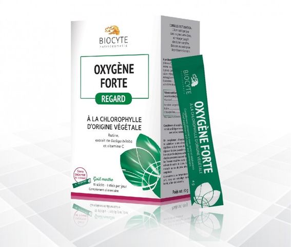 Bột Diệp Lục Biocyte Oxygène Forte - Hỗ Trợ Trẻ Hóa Da, Ngăn Ngừa Lão Hóa và Quầng Thâm - Hộp 15 Gói 4g