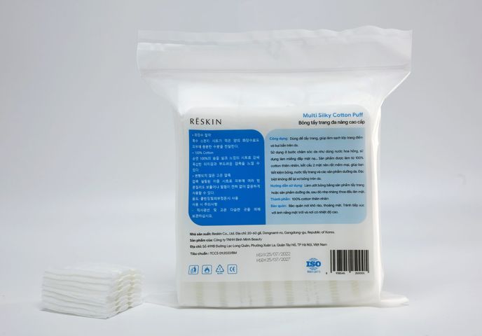 Combo 2 túi bông tẩy trang cotton 3 lớp 180 miếng Reskin - Bông mềm, không xơ, an toàn cho mọi loại da, dễ dàng tẩy trang