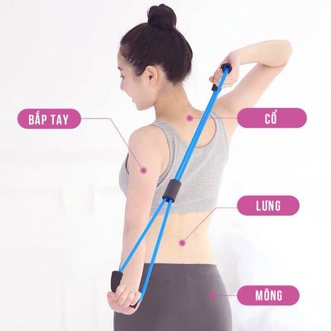 Dây kháng lực số 8 Justfit cho tập gym, yoga tại nhà - Dụng cụ thể thao dễ sử dụng, tay cầm êm ái, hỗ trợ giảm mỡ bụng hiệu quả