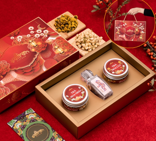 Hộp Quà Tết Hoa Mai Nhụy Nghệ Tây Saffron Jahan 0.5gr - Quà Tặng Sức Khỏe Ý Nghĩa, An Thần, Giảm Căng Thẳng