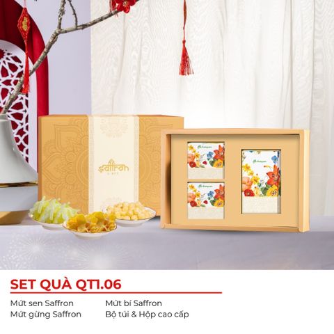 Hộp Quà Tết Mộc Hương Sơn QT1.06 - Mứt Thượng Hạng Mix Saffron Độc Quyền - Quà Tặng Ý Nghĩa Cho Ngày Tết
