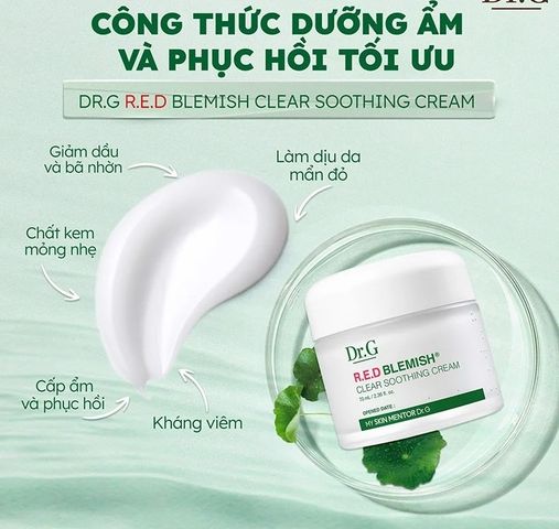 Kem Dưỡng Ẩm Phục Hồi Da Dr.G R.E.D Blemish Clear Soothing 70ml - Giúp Làm Dịu, Phục Hồi Da Kích Ứng, Giảm Mẩn Đỏ Hiệu Quả