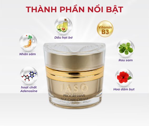 Kem Dưỡng Trẻ Hóa Da IASO Progressive Age Care Cream - Giảm Nếp Nhăn, Căng Mịn, Dành Cho Da Lão Hóa, 45g