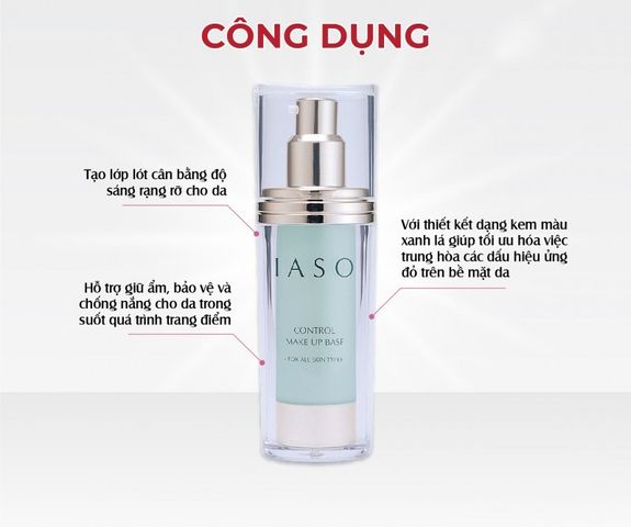 Kem Lót Chống Nắng IASO Control Make Up Base SPF20 - Dưỡng Ẩm, Trung Hòa Tông Màu Da, Phù Hợp Mọi Loại Da, 35ml