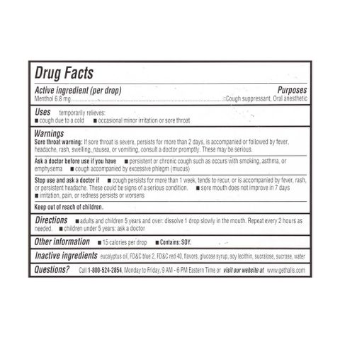 Kẹo ngậm Halls Cough Drops Cherry - Hỗ trợ thông họng, giảm ho, làm dịu cổ họng, tác động nhanh, 180 viên tiện lợi cho sức khỏe