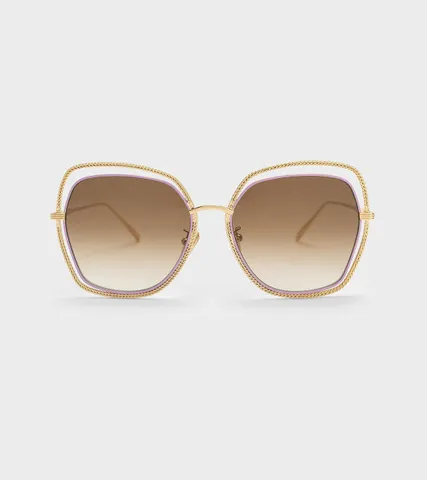 Kính mát Charles & Keith Cut-Out Double-Frame Butterfly Sunglasses Violet