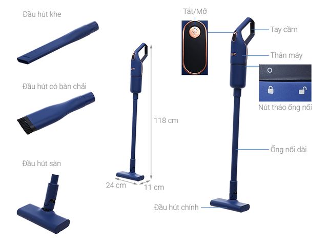 Máy Hút Bụi Cầm Tay Deerma DEM-DX1000 - Công Nghệ Hút Xoáy Pro-Cyclone, Lực Hút 16.000 Pa, Thiết Kế Độc Đáo, Dễ Dàng Sử Dụng
