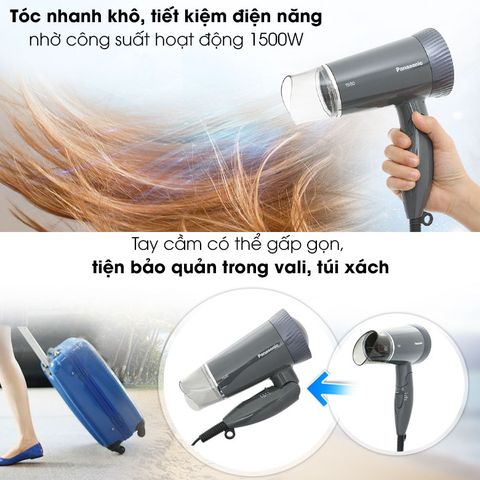 Máy sấy tóc Panasonic EH-ND57PH645 - Siêu êm, công suất 1500W, chế độ sấy mát, gấp gọn, tiện lợi cho du lịch và công tác