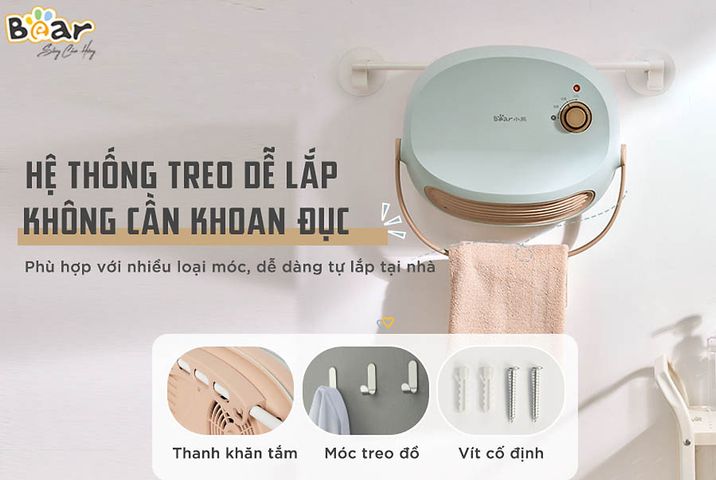 Máy Sưởi Đa Năng Bear DNQ-A19B1 - Công Nghệ PTC Nhanh, Thiết Kế Gọn Nhẹ, Chống Thấm IPX2 Cho Phòng Tắm, Phòng Khách, Phòng Ngủ