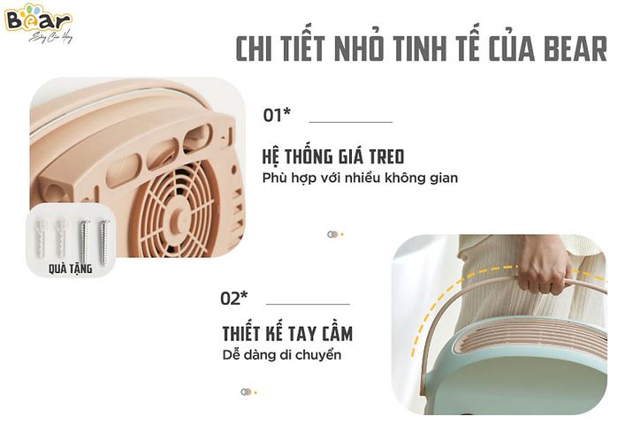 Máy Sưởi Đa Năng Bear DNQ-A19B1 - Công Nghệ PTC Nhanh, Thiết Kế Gọn Nhẹ, Chống Thấm IPX2 Cho Phòng Tắm, Phòng Khách, Phòng Ngủ