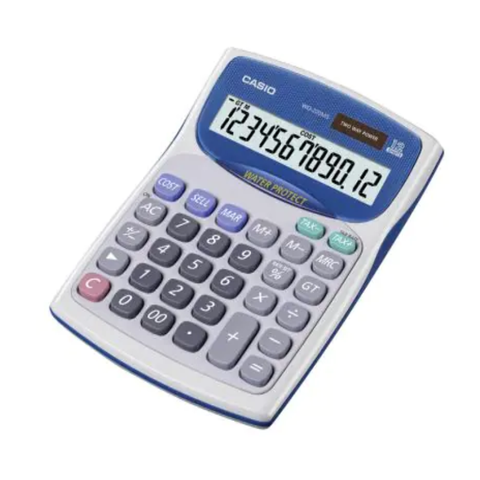 Máy Tính Casio WD-220MS Màn Hình Lớn, Nhỏ Gọn, Chống Nước, Dùng Trong Nhà và Ngoài Trời - Số Hiển Thị Rõ Ràng 12 Chữ Số