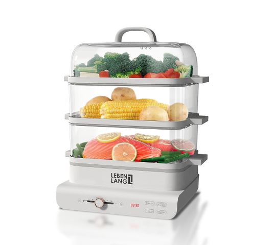 Nồi Hấp Điện Đa Năng Lebenlang LBEL5031 - Nồi Hấp 3 Tầng 18L, 900W, Giữ Vitamin, Thiết Kế Tiện Lợi, Phù Hợp Với Mọi Gia Đình