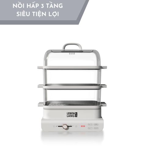 Nồi Hấp Điện Đa Năng Lebenlang LBEL5031 - Nồi Hấp 3 Tầng 18L, 900W, Giữ Vitamin, Thiết Kế Tiện Lợi, Phù Hợp Với Mọi Gia Đình