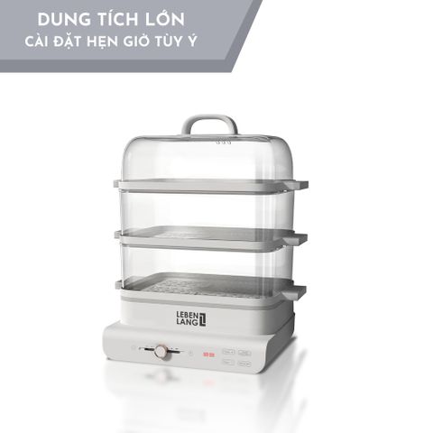 Nồi Hấp Điện Đa Năng Lebenlang LBEL5031 - Nồi Hấp 3 Tầng 18L, 900W, Giữ Vitamin, Thiết Kế Tiện Lợi, Phù Hợp Với Mọi Gia Đình