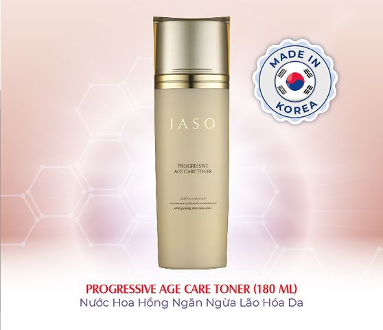 Nước Hoa Hồng IASO Progressive Age Care Toner 180ml - Hỗ Trợ Trẻ Hóa Da, Dưỡng Ẩm, Làm Mờ Nếp Nhăn, Phù Hợp Với Mọi Loại Da